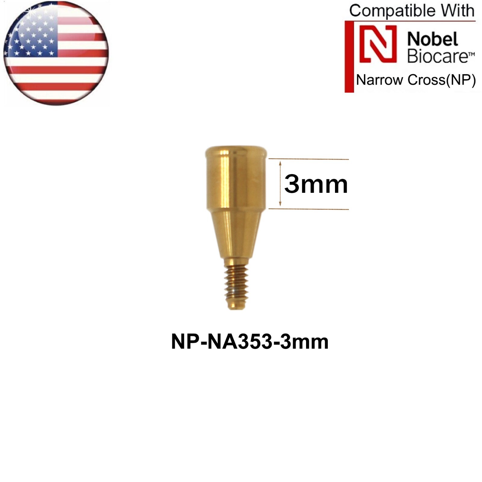 US For Nobel Active Locator Attachment Abutment NP/RP 1-5mm & Male Cap Inserts