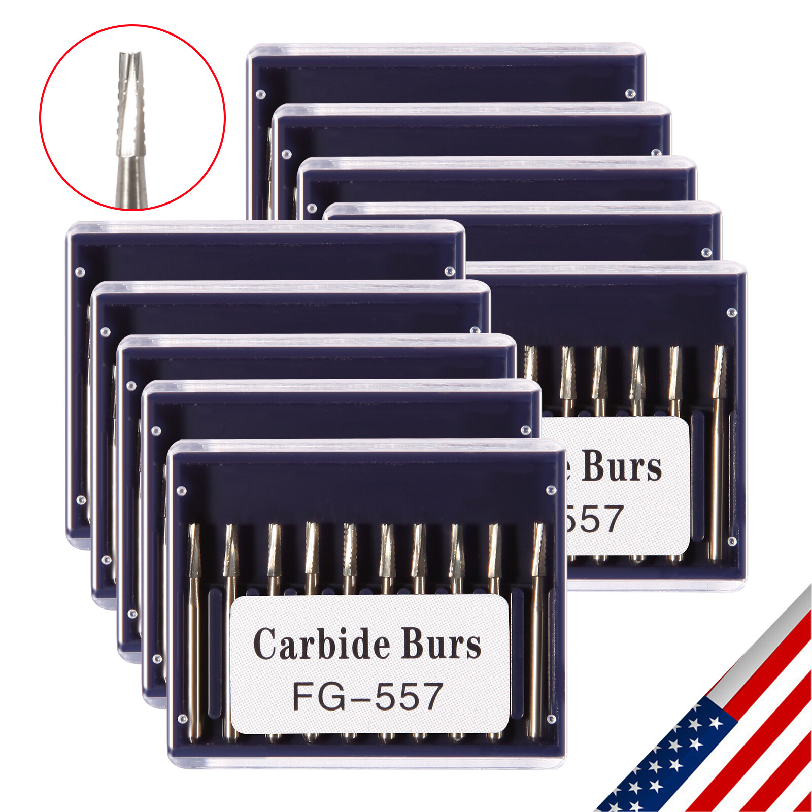 10-100PCS Dental Tungsten Carbide Steel Burs FG-557 for High Speed Handpiece