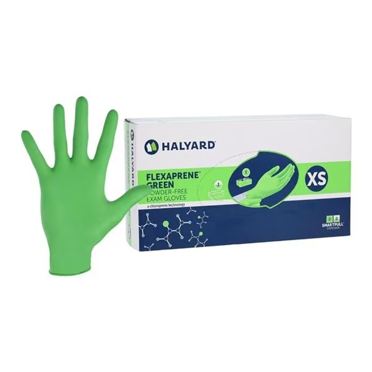 Halyard 44792 Flexaprene Chloroprene Exam Gloves Extra Small Green 200/Bx