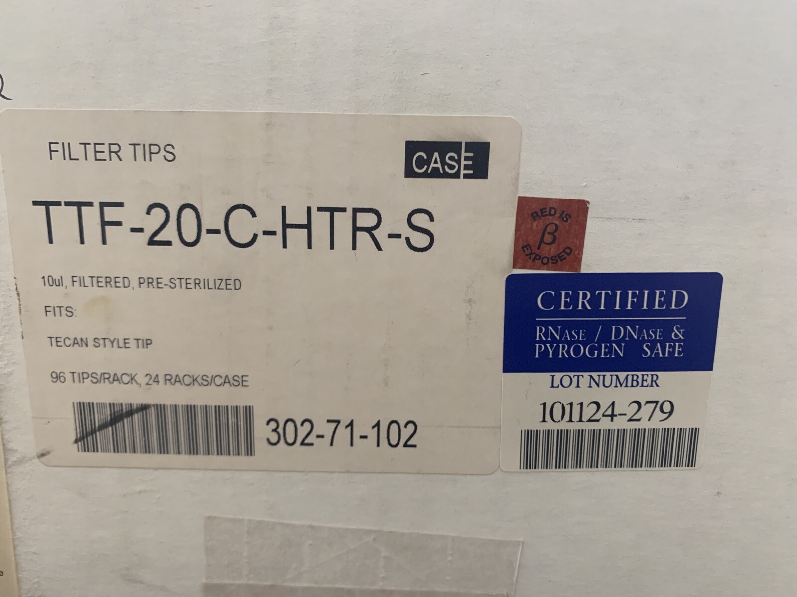 AXYGEN 10uL 96/Rk Clear Sterile Tecan Filtered Hanging Rack Pipette Tips 2208/CS