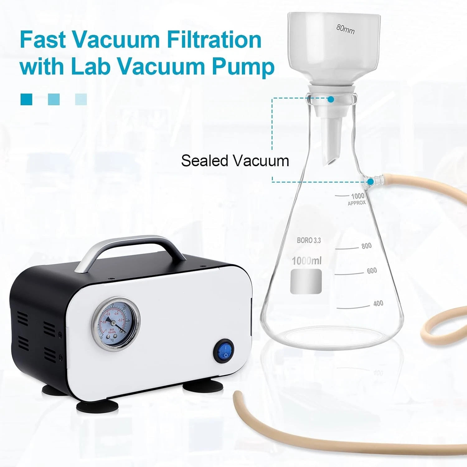 1000ml Buchner Funnel Filtering Kit Lab Filtering Flask Glass w/ Flask Funnel US