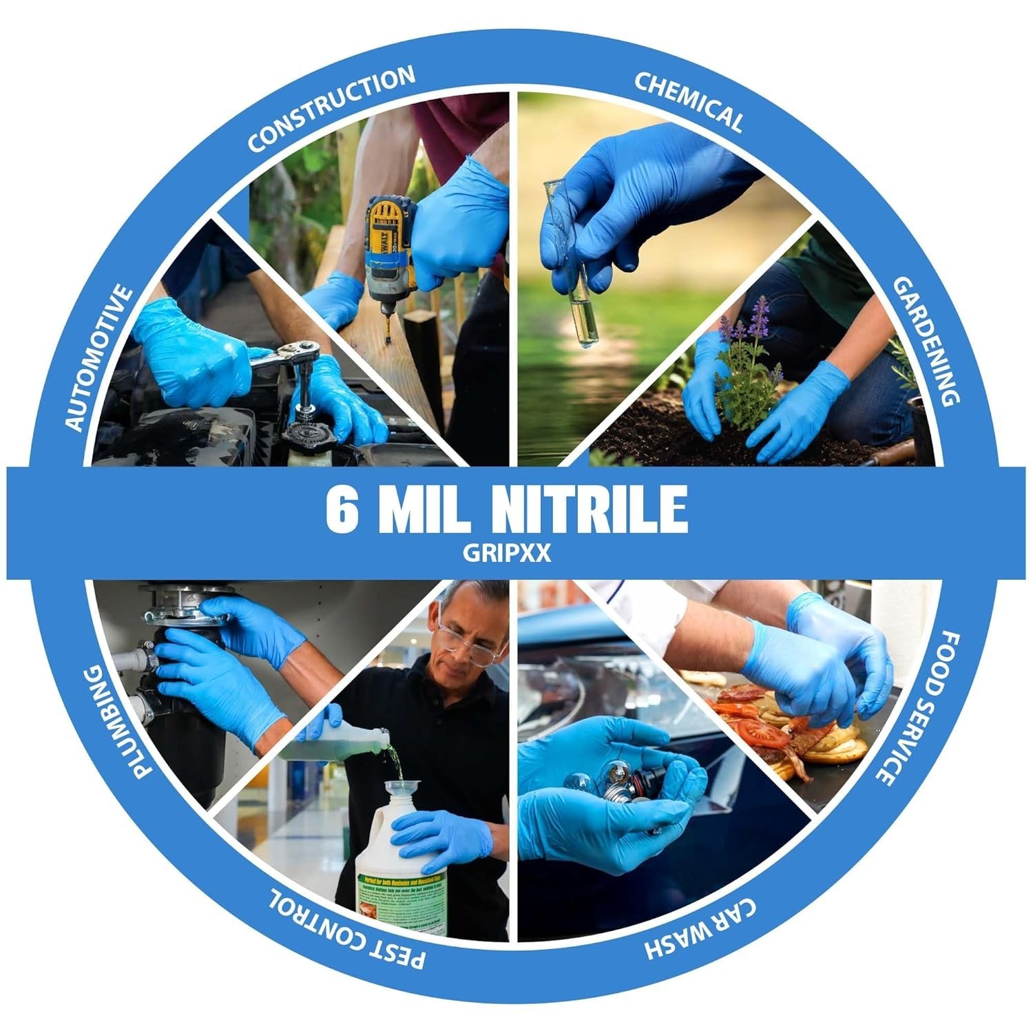 Heavy Duty 6 Mil Blue Nitrile Gloves Disposable Latex & Powder Free -Extra St…