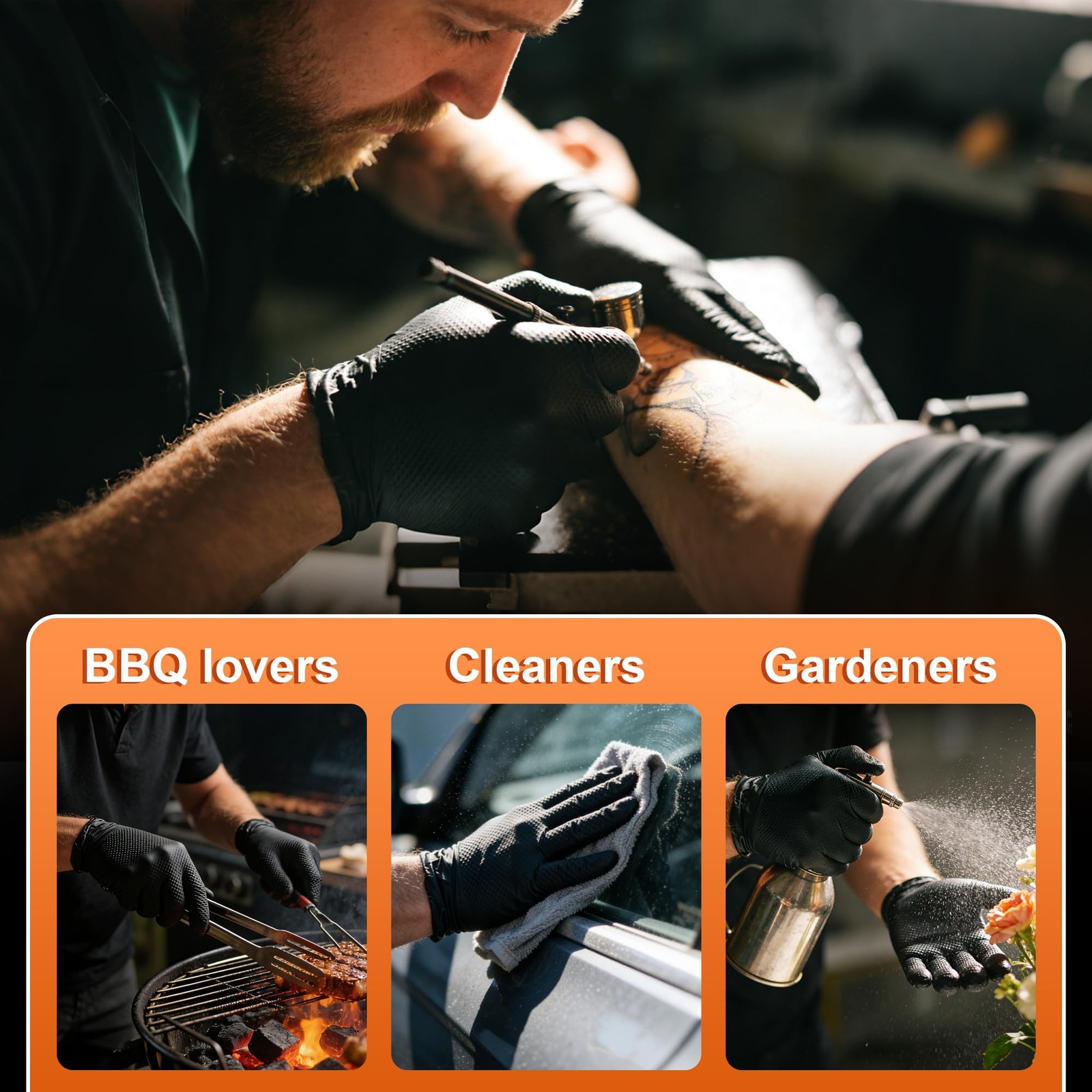 10mil Nitrile Gloves Thick,Industrial Disposable Gloves with Diamond Textured,He