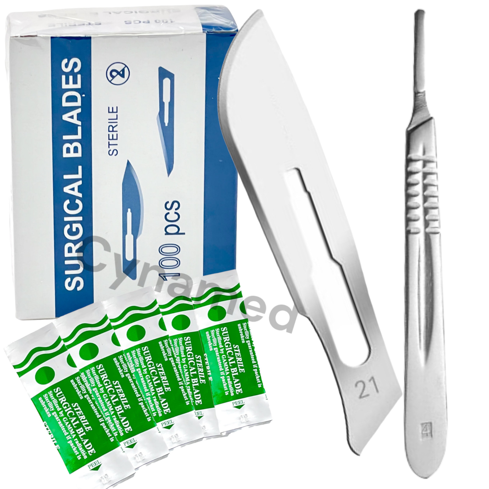 100 Sterile Surgical Blades with FREE Scalpel Knife Handle Medical Dental Tools
