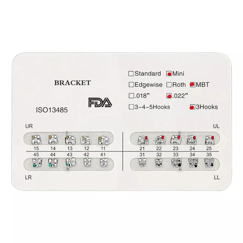 Dental Orthodontic Brackets Braces Mini Standard Roth MBT.022/.018 Hooks 3/3-4-5