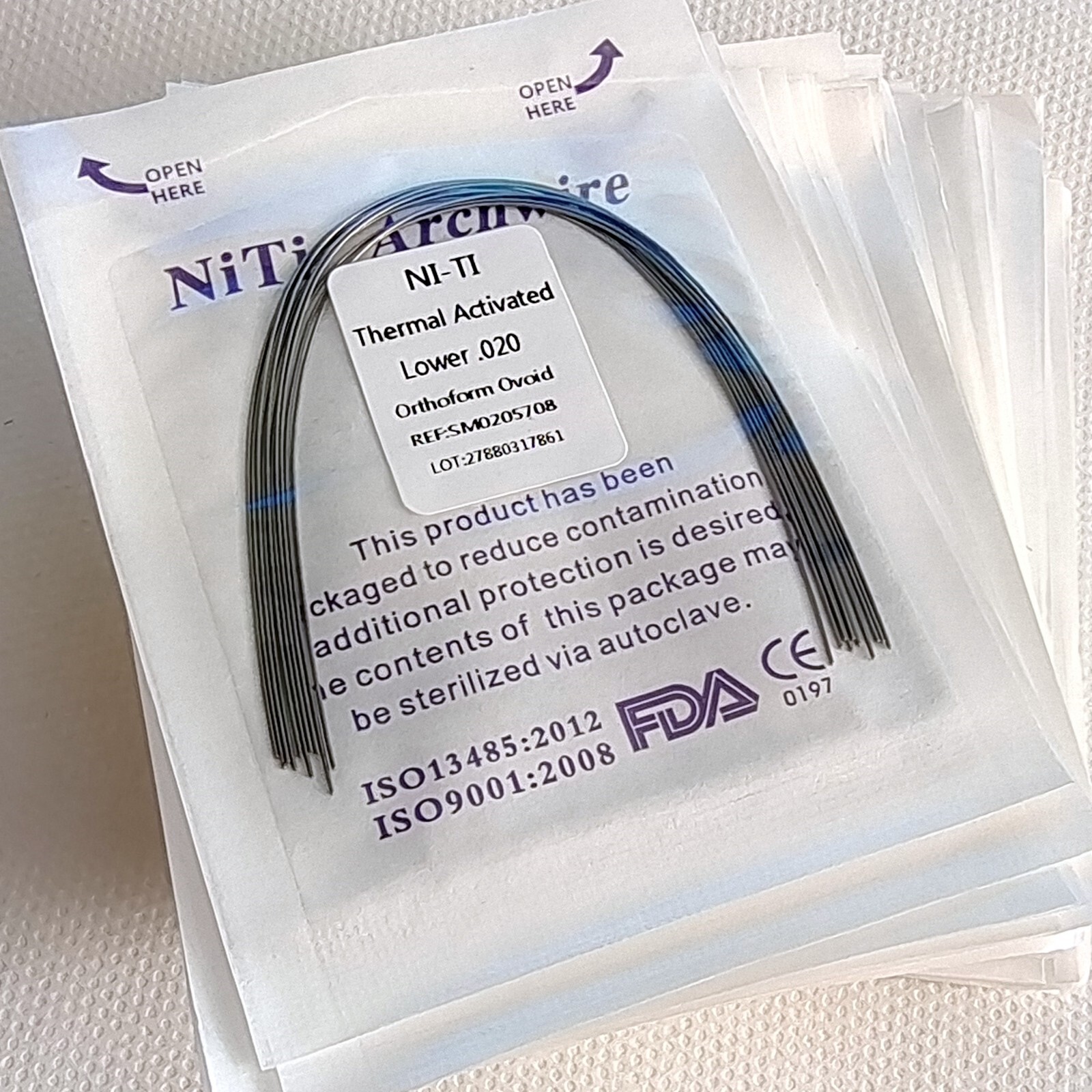 Dental Orthodontic Heat Thermal Activated NITI Arch Wires Ovoid Round Wire