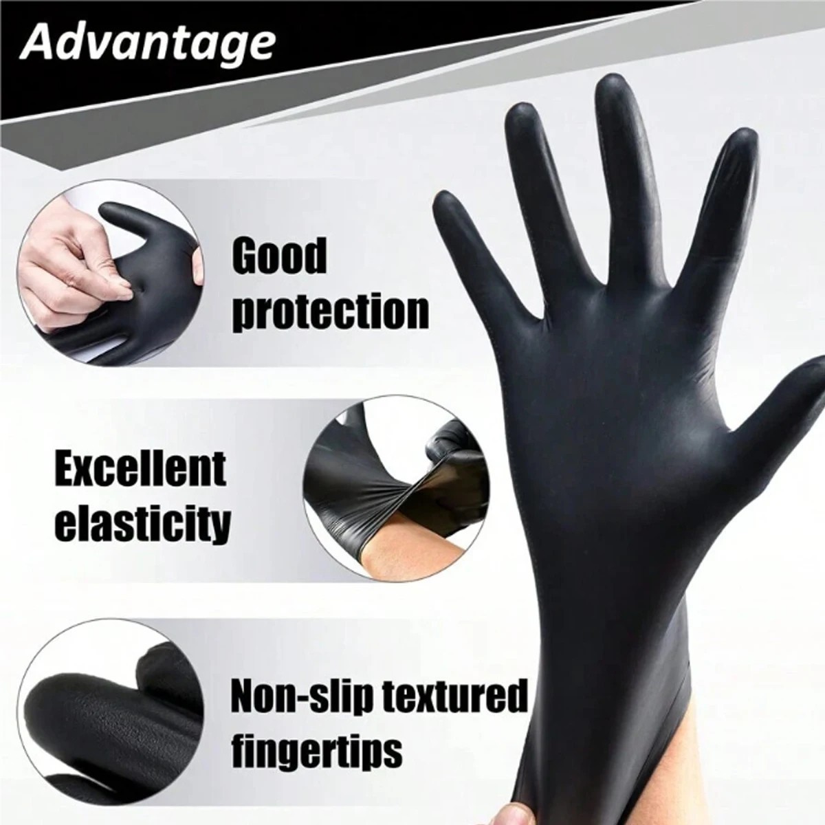 Black Nitrile Disposable Gloves Thick Heavy Duty Multi Purpose Protective Gloves