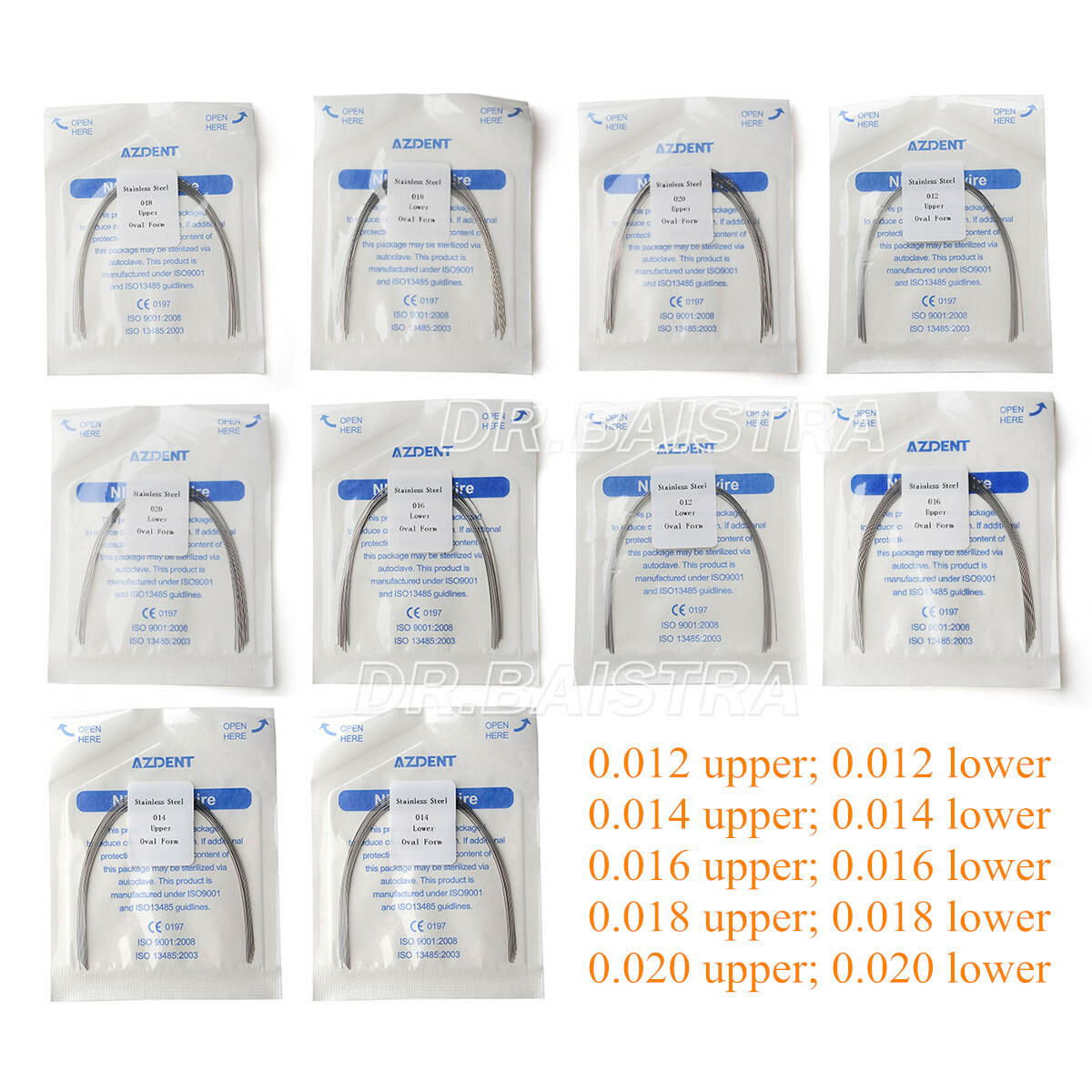 10pcs/Pack Dental Orthodontic Stainless Steel Oval Form Round Arch Wires AZDENT