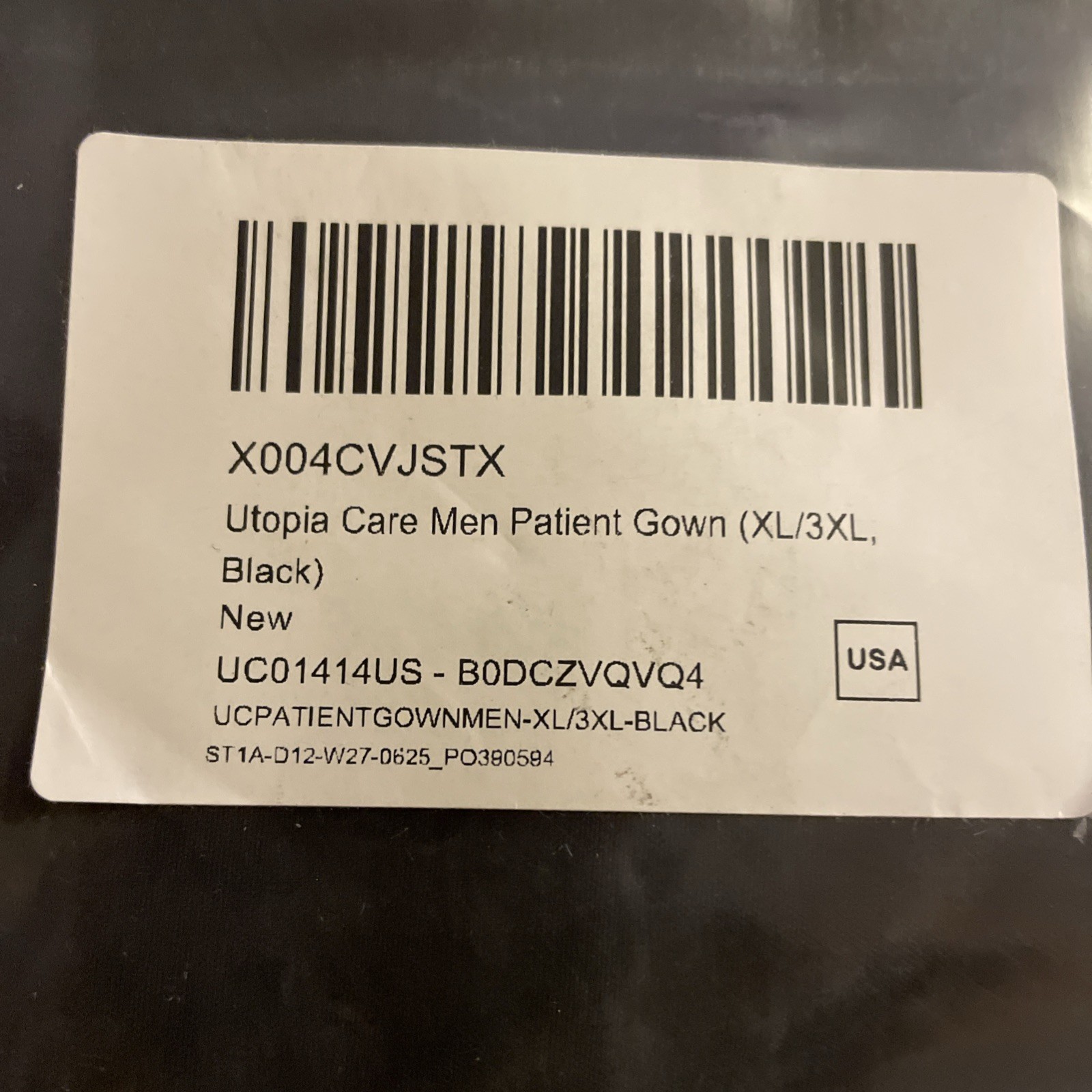 Utopia Care Patient Gown for Men Size fits (XL/3XL, Black) New