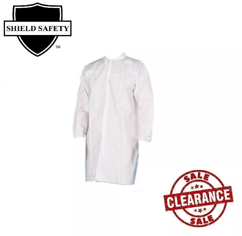 25-50 White 50G Medical Disposable Polypropylene Lab Coat No Pocket