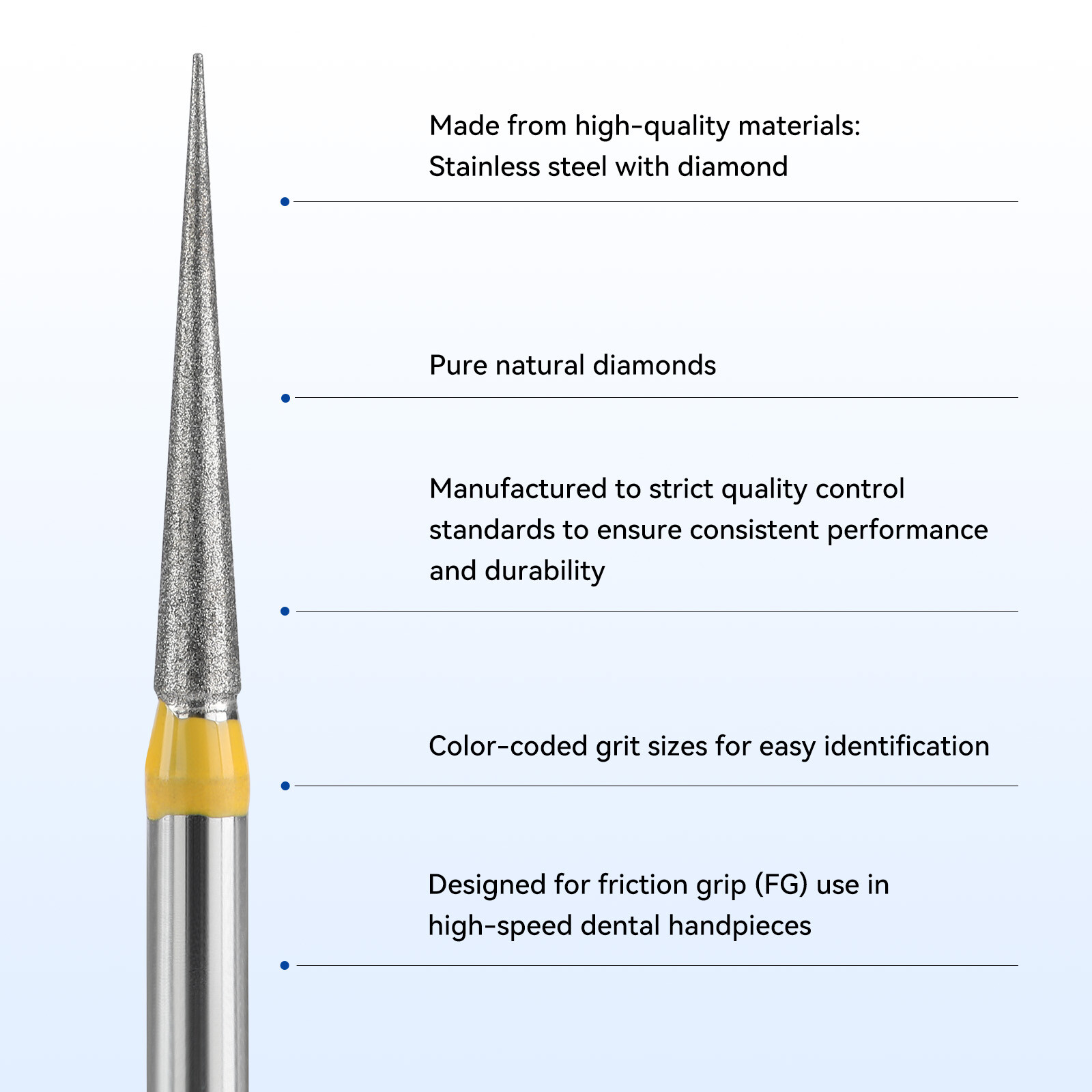 50Pcs JMU Dental Diamond Burs Needle Type FG 859 5Pcs/Box