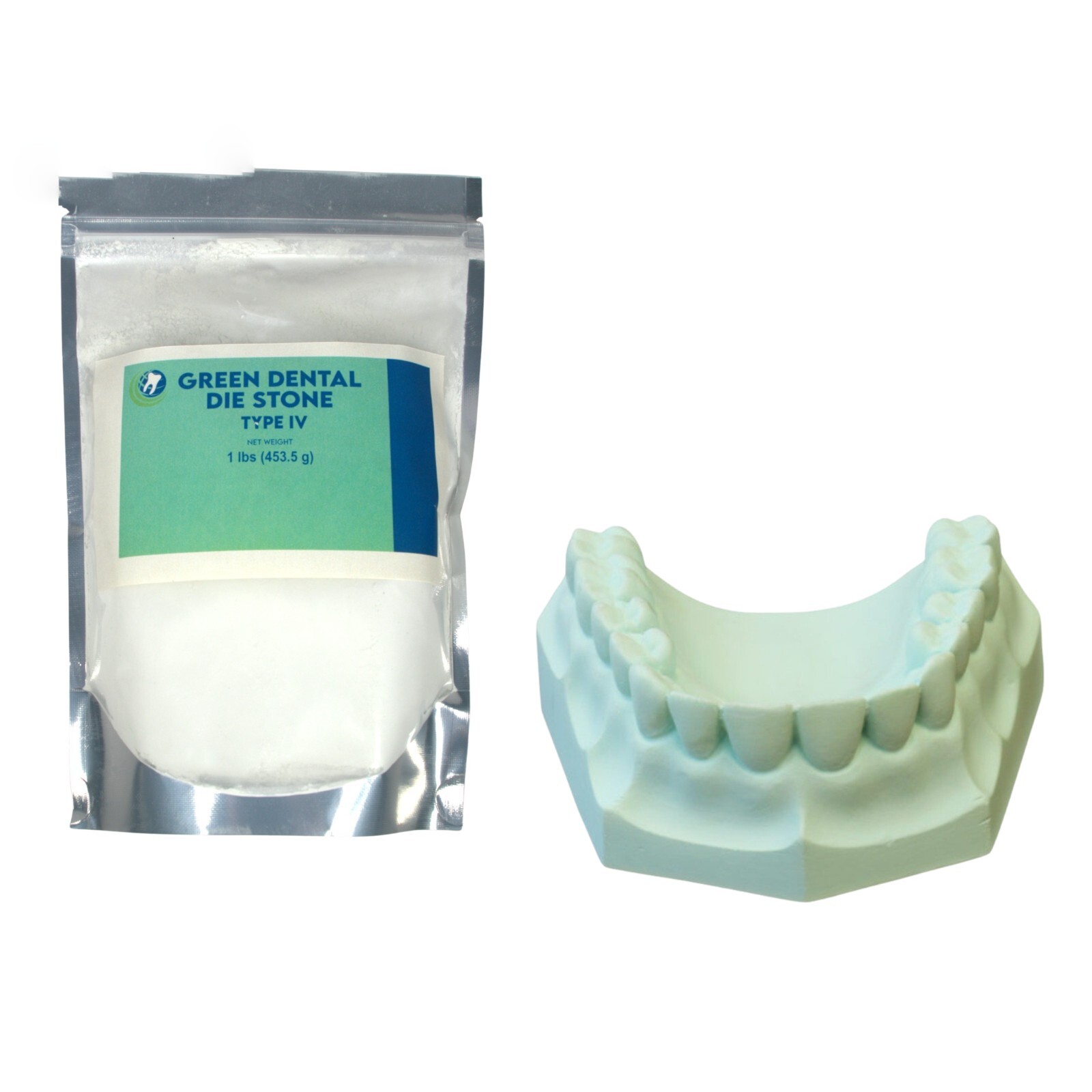 DENTAL LAB GYPSUM DIE STONE TYPE IV GREEN ALL PURPOSE STRONG COMPOUND 1 Lb.