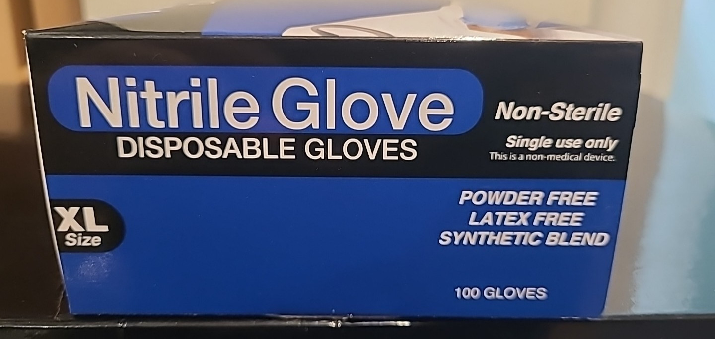 New in Box NITRILE GLOVES CASE (100) pieces size XL x-large Powder Free BLUE
