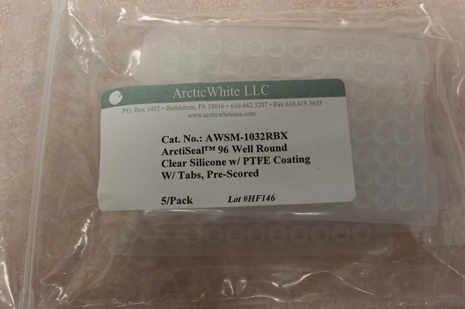 6 packs Arctic White ArctiSeal 96 Well Round Silicone Seal w/PTFE, AWSM-1032RBX