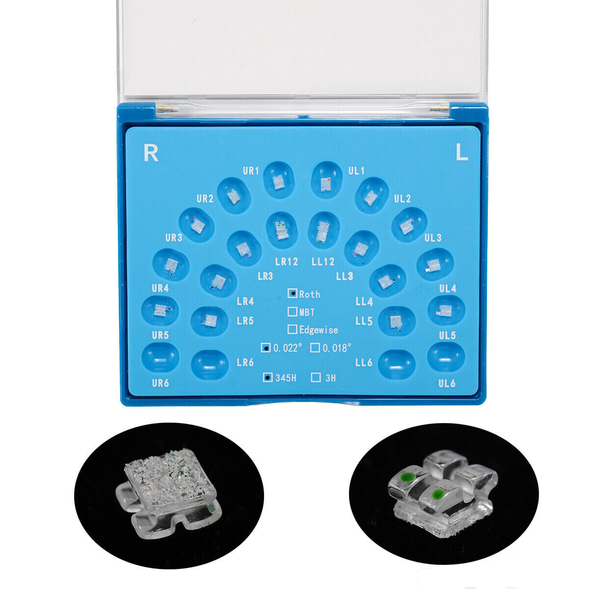 Dental Orthodontic Bracket Ceramic Sapphire Crystal Clear Brace Roth/MBT 022 345