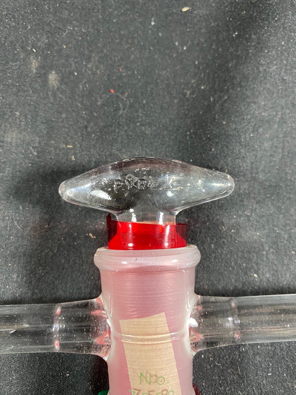 PYREX V-6 High Vacuum Stopcock Straight 6mm Bore Hollow 290mm Length 12mm O.D.