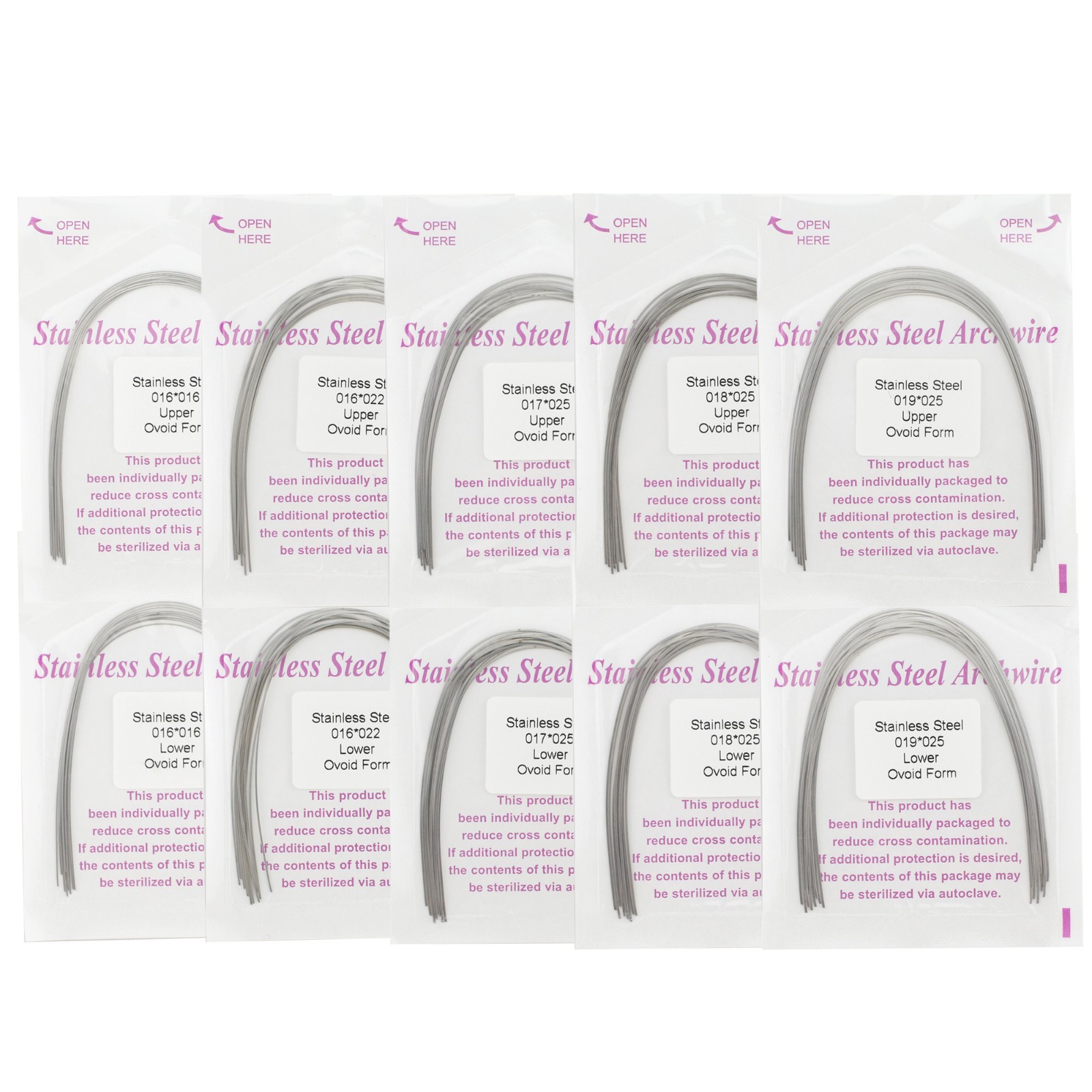 100pcs Dental Orthodontic Stainles Steel Arch Wire Round/Rectangular Ovoid Wires