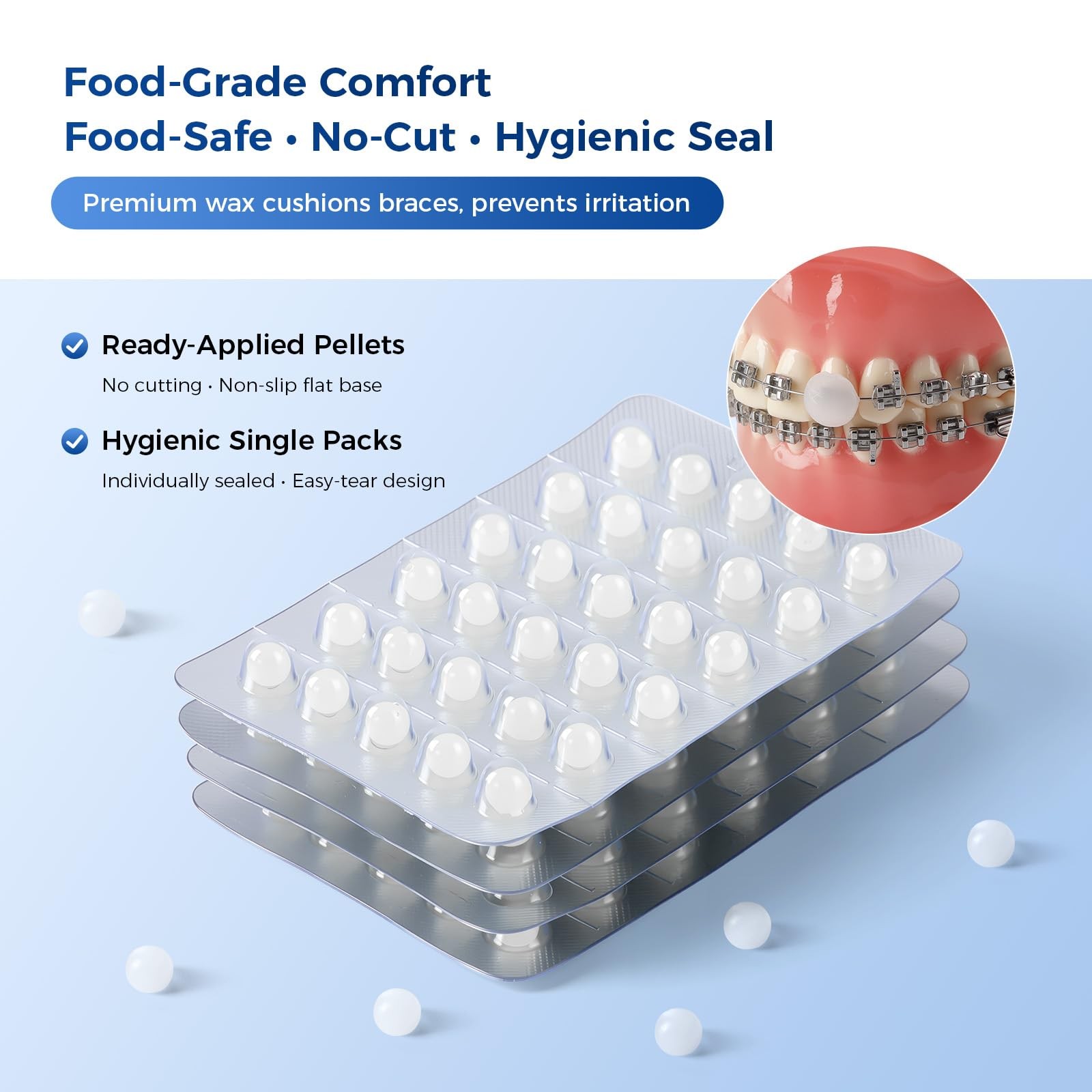 JMU Orthodontic Wax for Braces Relief, 120 Dental Dots with 120 Count