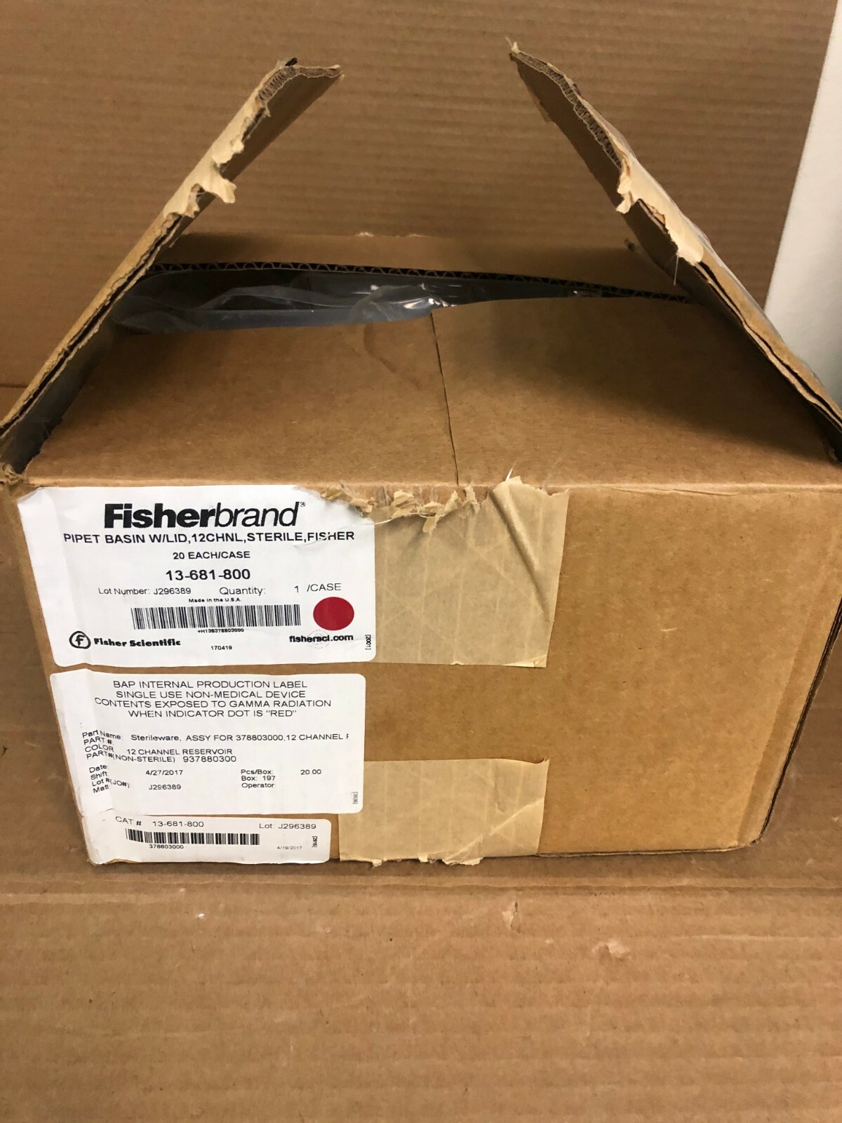 Fisherbrand 13-681-800 Pipet Basin with Lid 12 channel sterile