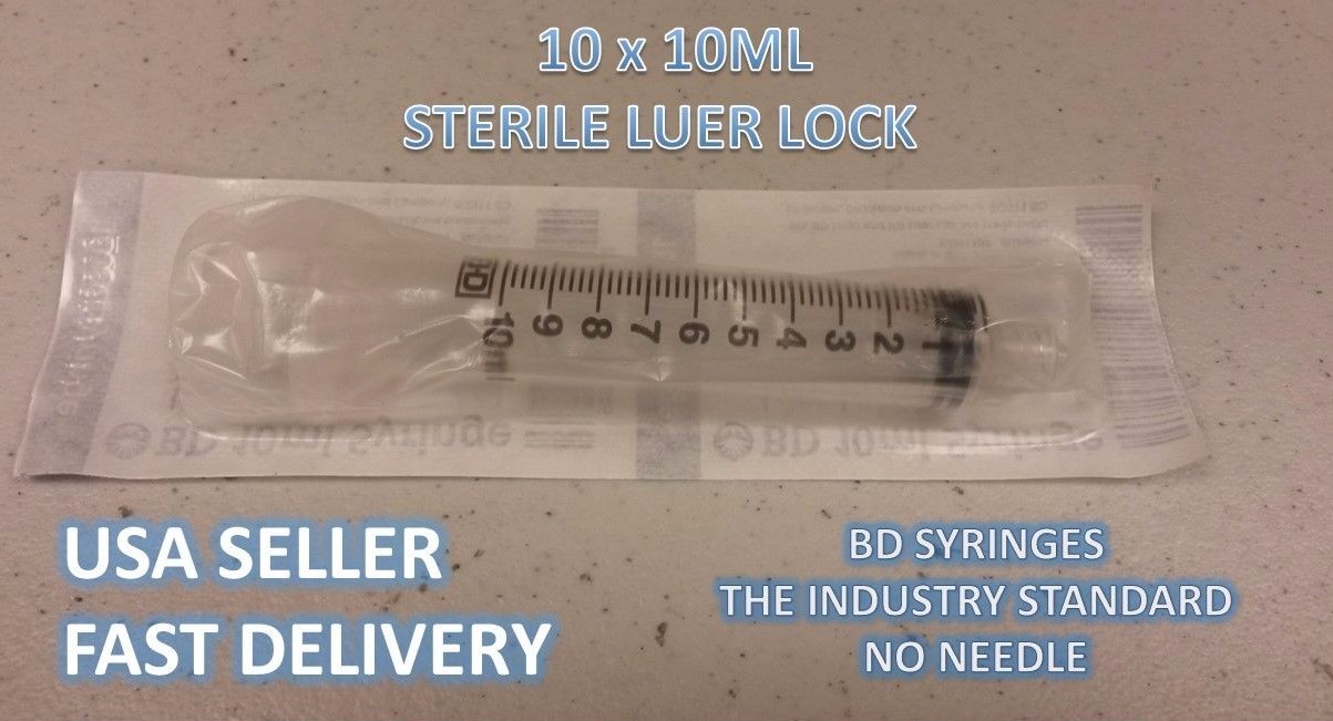 BD Becton-Dickinson 10- 10 ML New STERILE Syringes Only LUER LOCK TIP No Needle