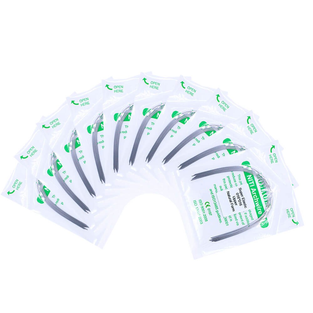 100×Dental Ortho Super Elastic Niti Rectangular Arch Wire Natural 16×16 Upper