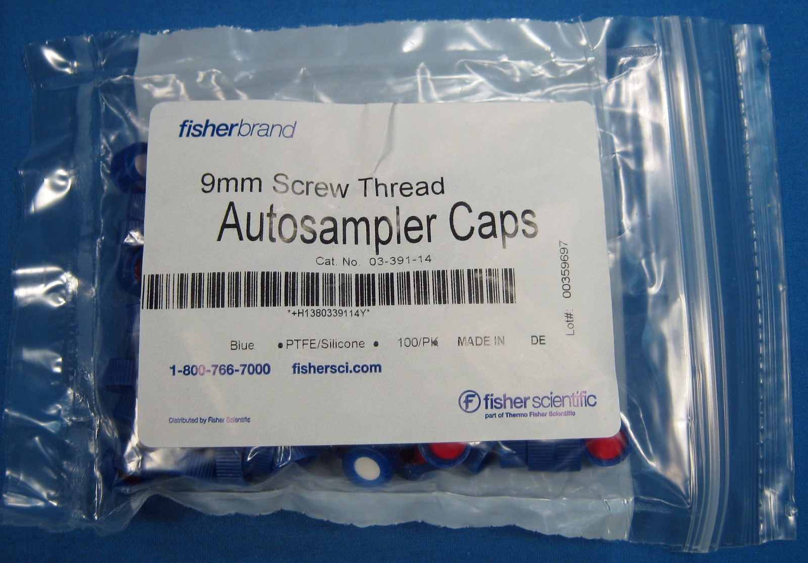 FISHERBRAND 9mm SCREW THREAD AUTOSAMPLER CAPS X100 NEW OLD STOCK FREE SHIPPING