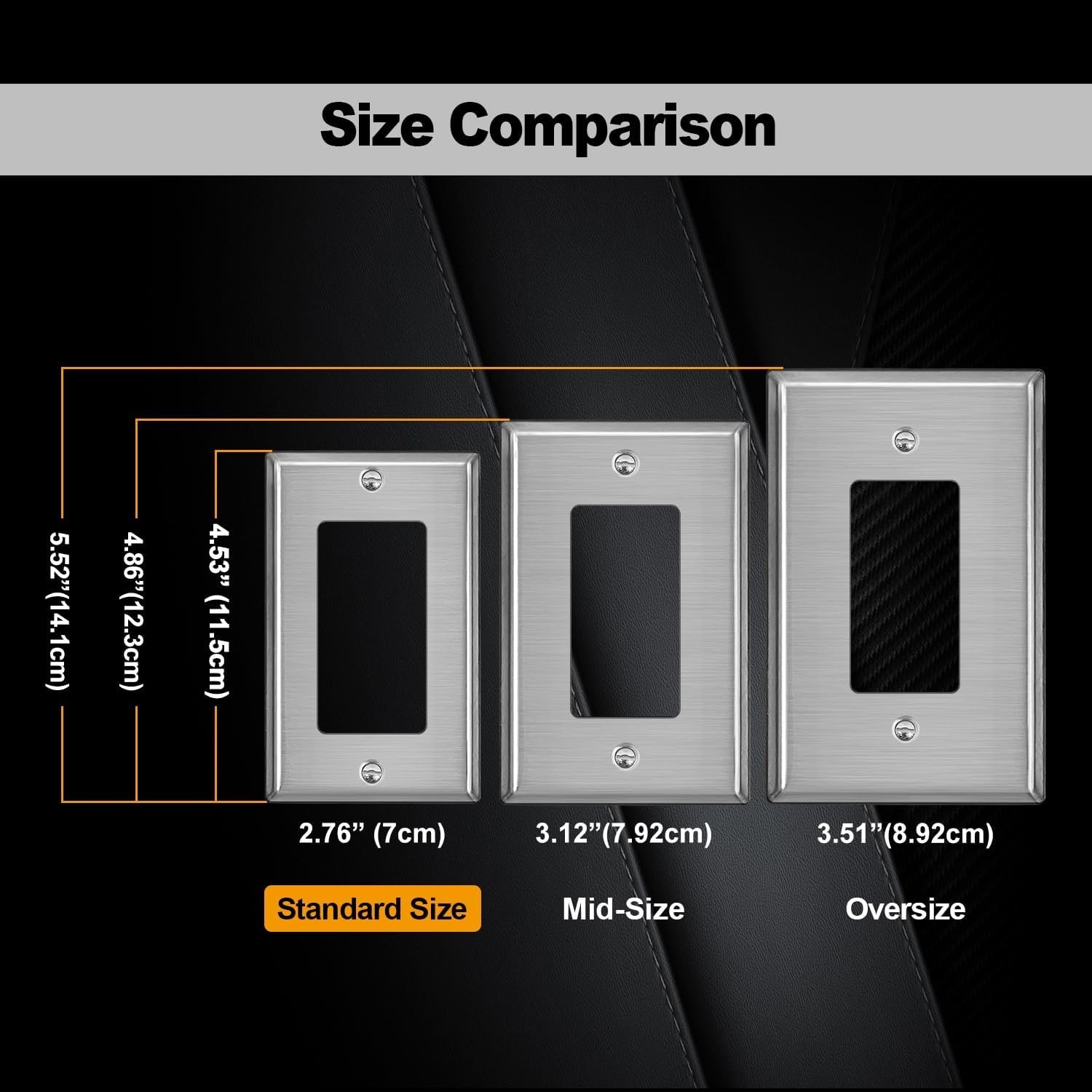 10-Pack Decorator Metal Wall Plate, 1-Gang Brushed Stainless Steel Outlet