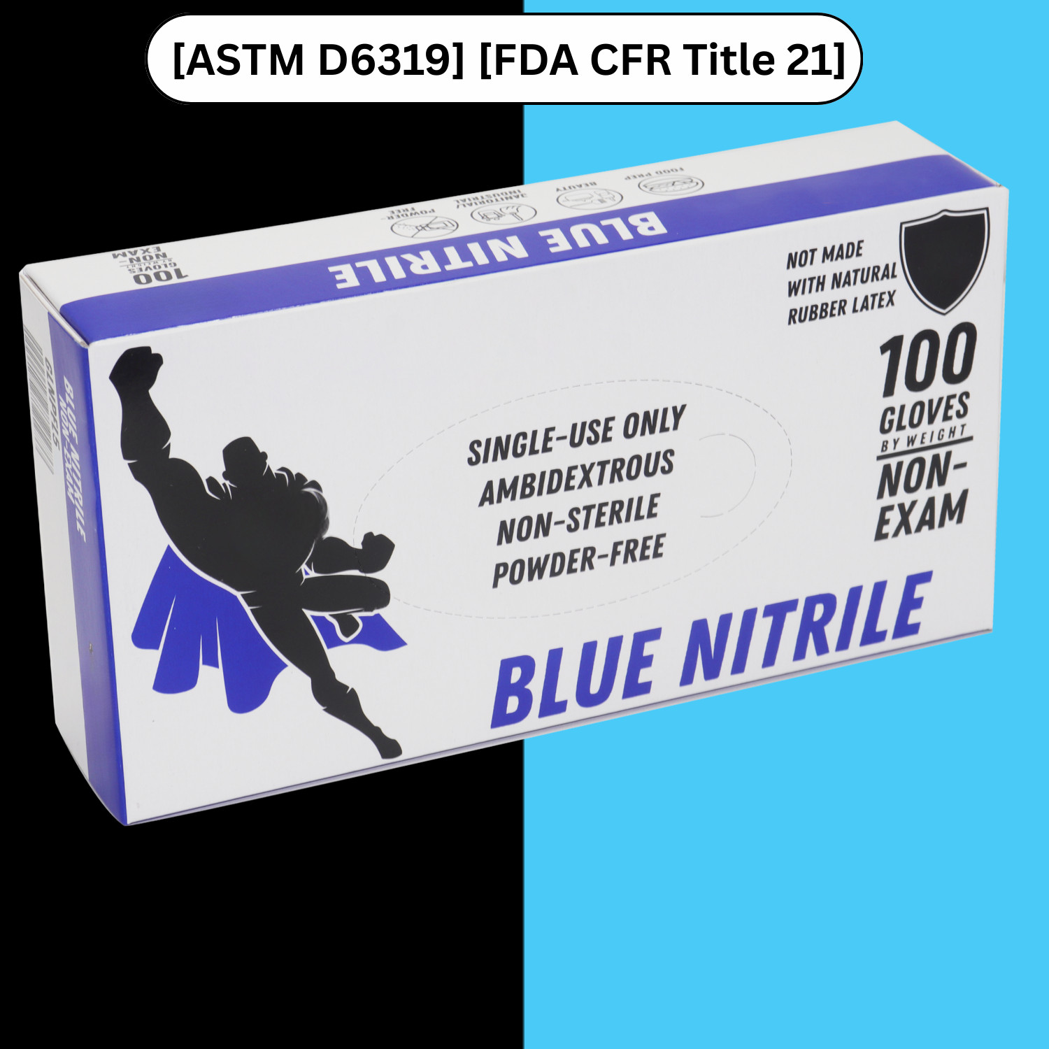 1000 Gloves Blue Industrial Nitrile Gloves Powder Free 5 Mil 2XL