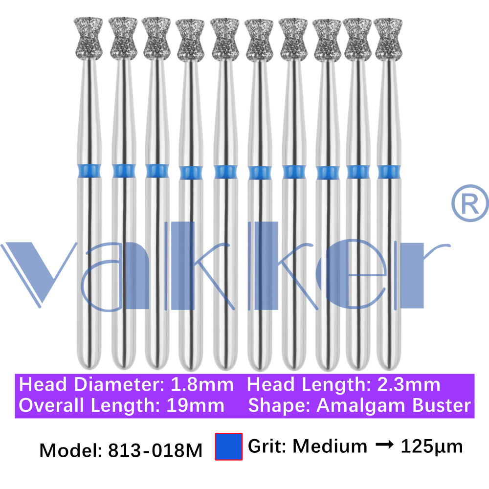 10pc Diamond Burs Shape Inverted Cone & Amalgam Buster Fine Medium Coarse