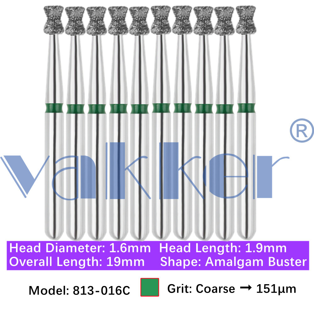 10pc Diamond Burs Shape Inverted Cone & Amalgam Buster Fine Medium Coarse