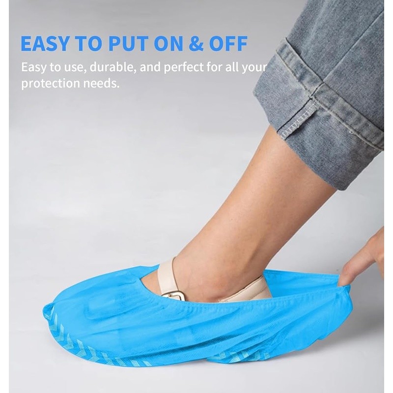Disposable Non-Slip Shoe Covers Indoor Use Thick Durable Stretchable Booties