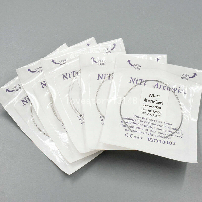 2 Pcs/Pack Dental Ortho Reverse Curve Niti Round Arch Wire Upper/Lower 012-020