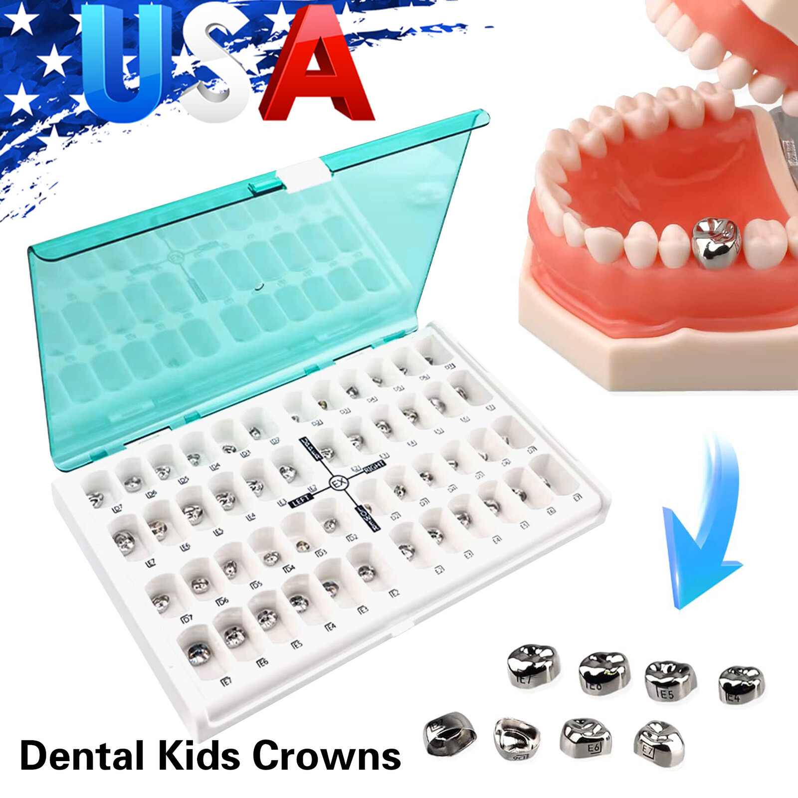 Dental Stainless Steel Primary Pediatric Pedo Molar Crowns Baby Kids Teeth Crown