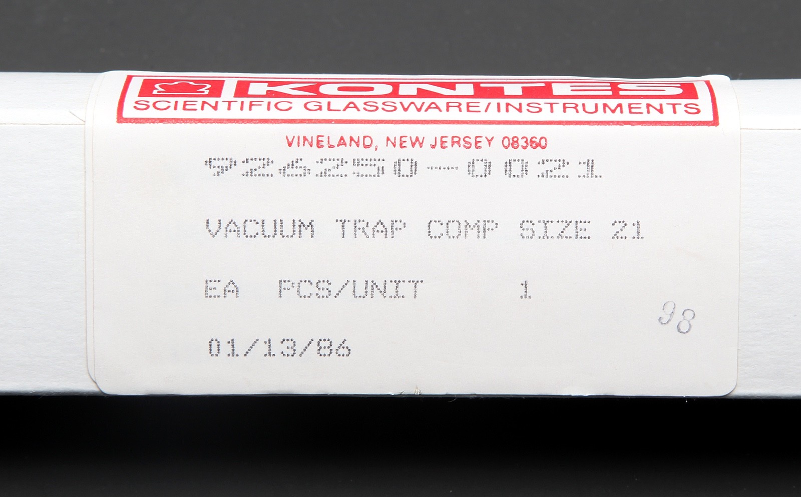 KONTES Scientific Instruments Vacuum Trap SZ. 21 1986926250-0021 NOS