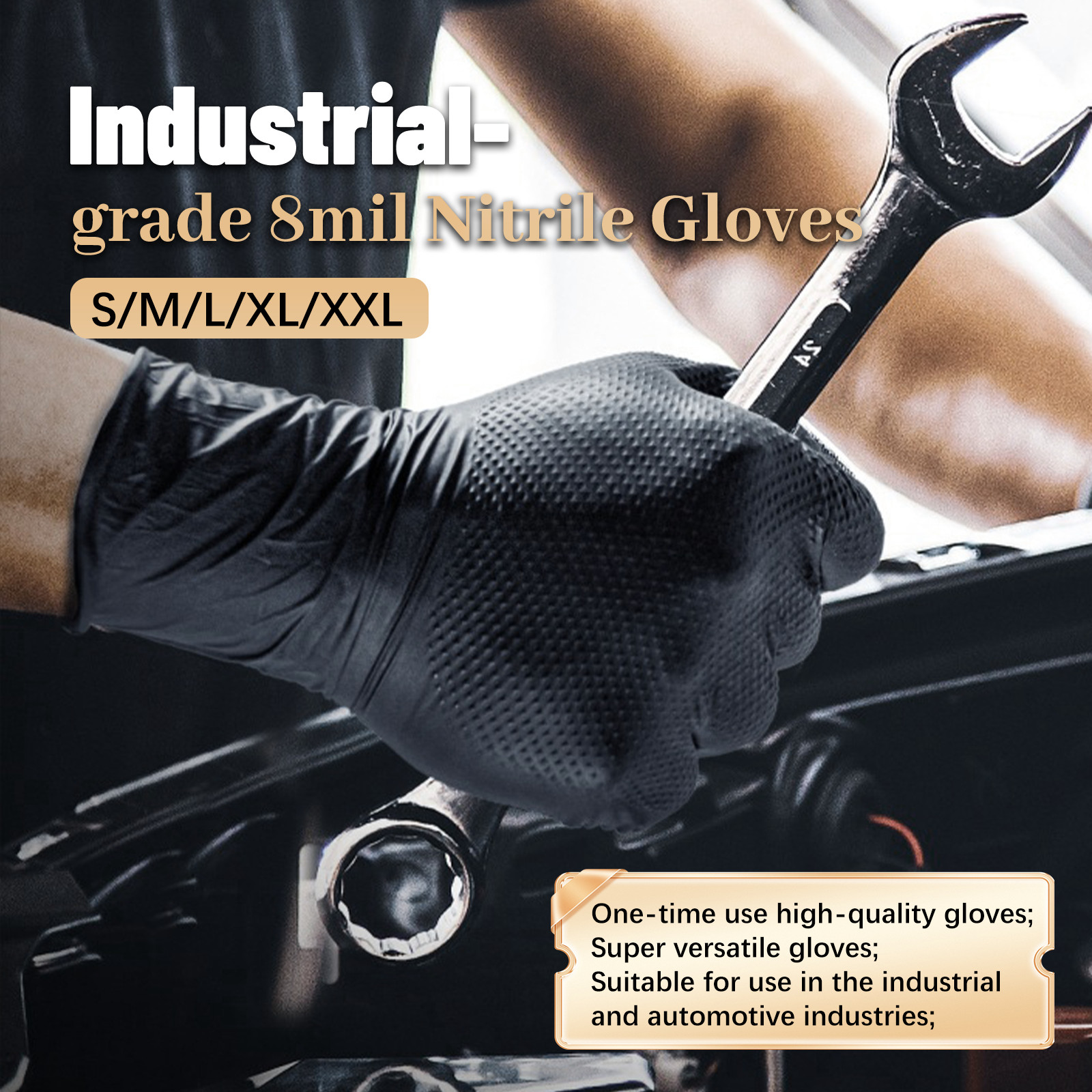 Craft Black Extra Large Nitrile Gloves Diamond 8Mil Disposable Latex 1000/Case