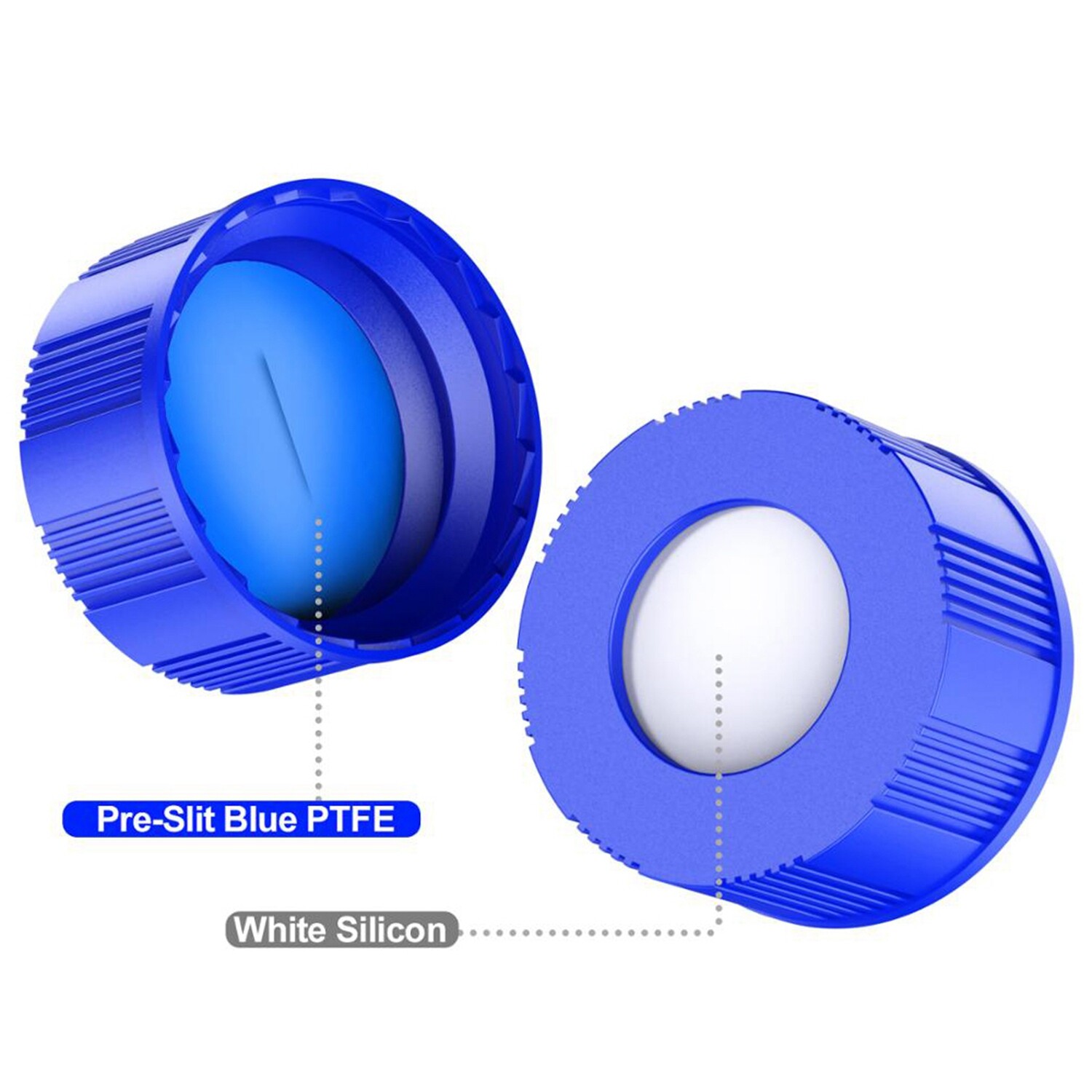 1000pcs 9mm Thread Capa Blue PTFE&White Silicone Pre-Slit for 9-425 2ml GC Vials
