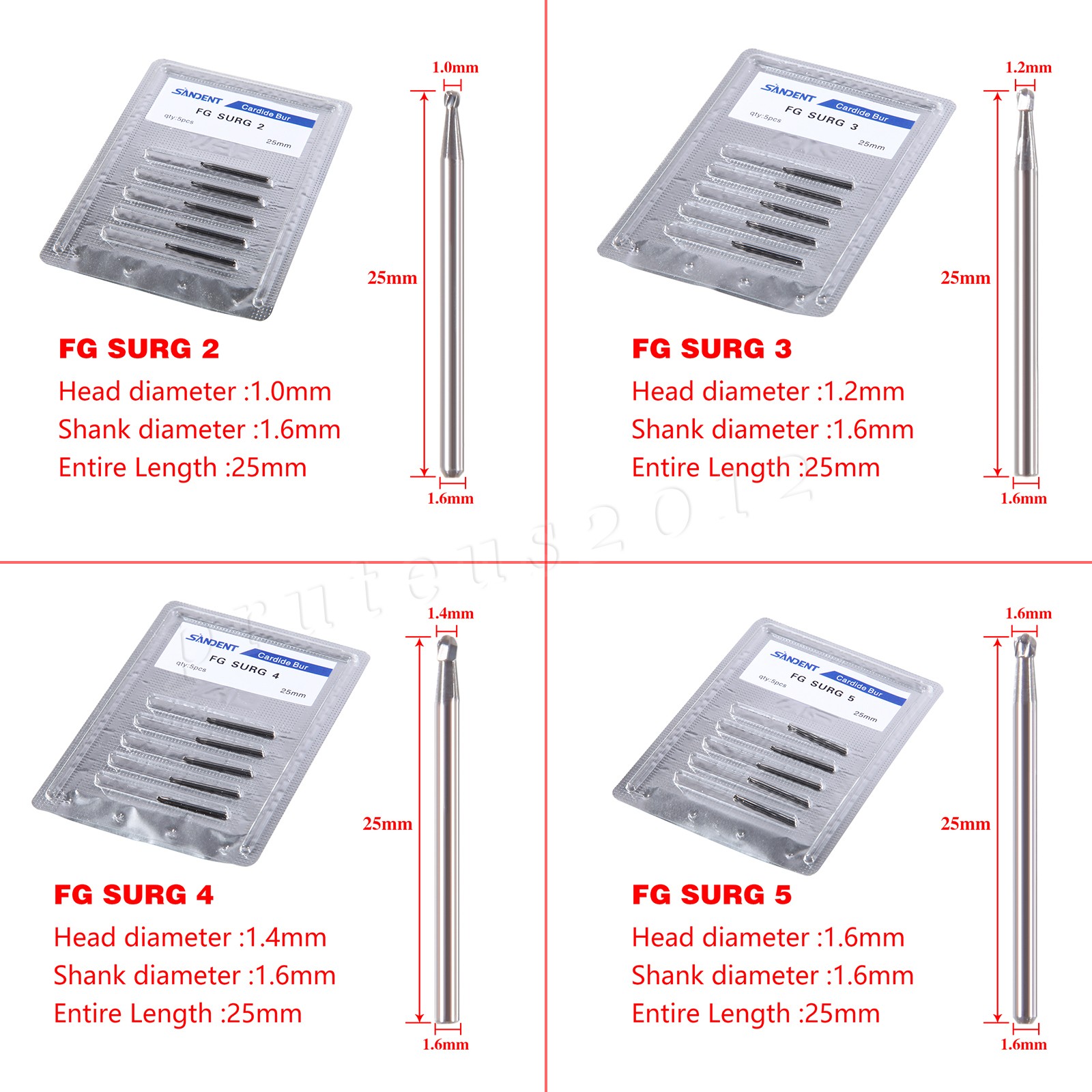 Dental Oral Surgical Bur Carbide Round Straight Taper Fissure Pear FG SURG