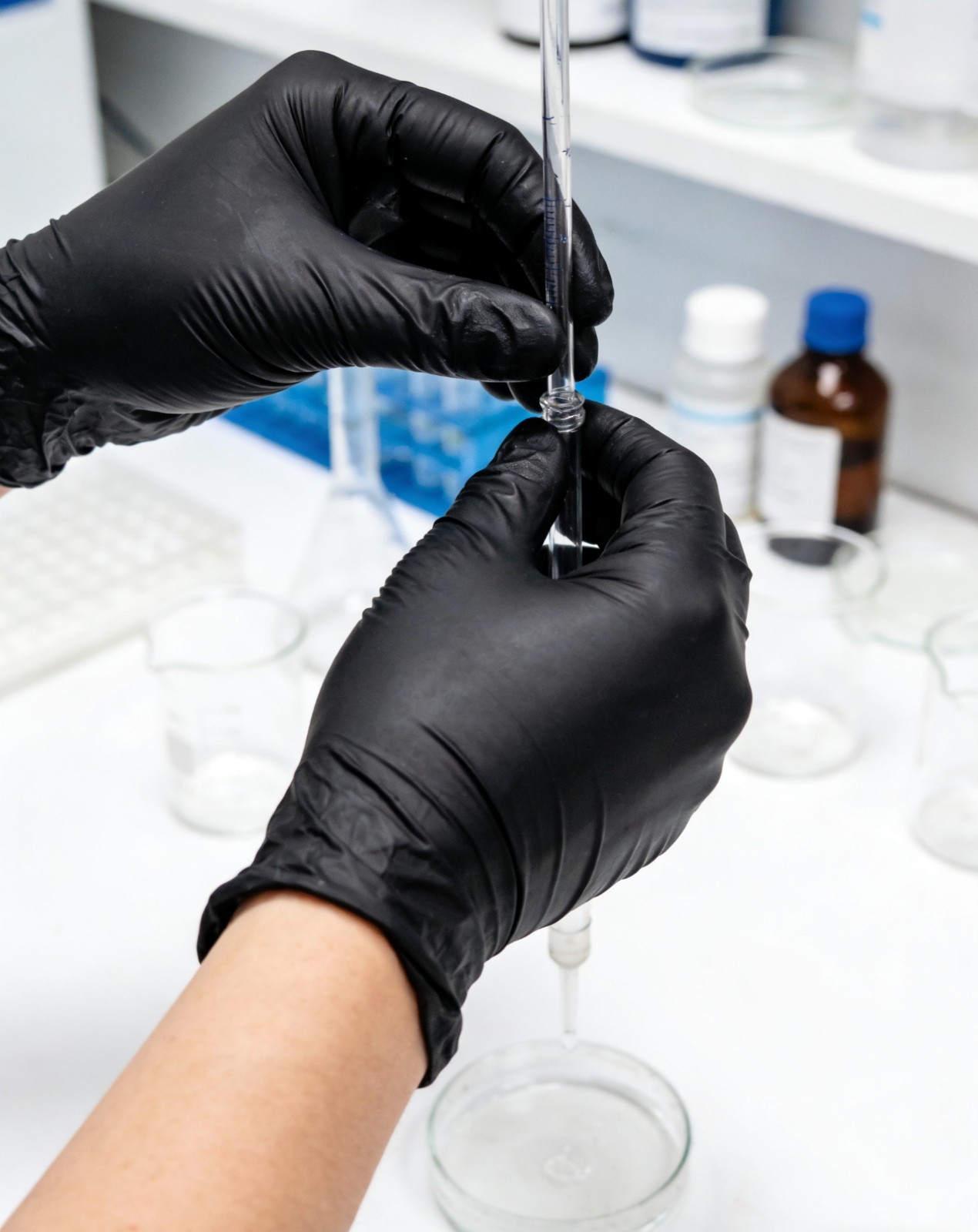 Powder-Free Vinyl Exam Gloves Latex-Free 100/Box Black/Blue Disposable Food Safe