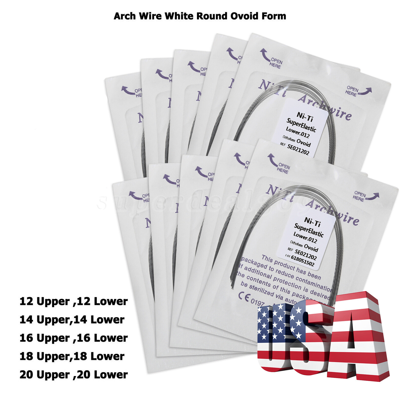 1 bag USA Dental Orthodontic Super Elastic Niti Arch Wire Round Ovoid Form ty