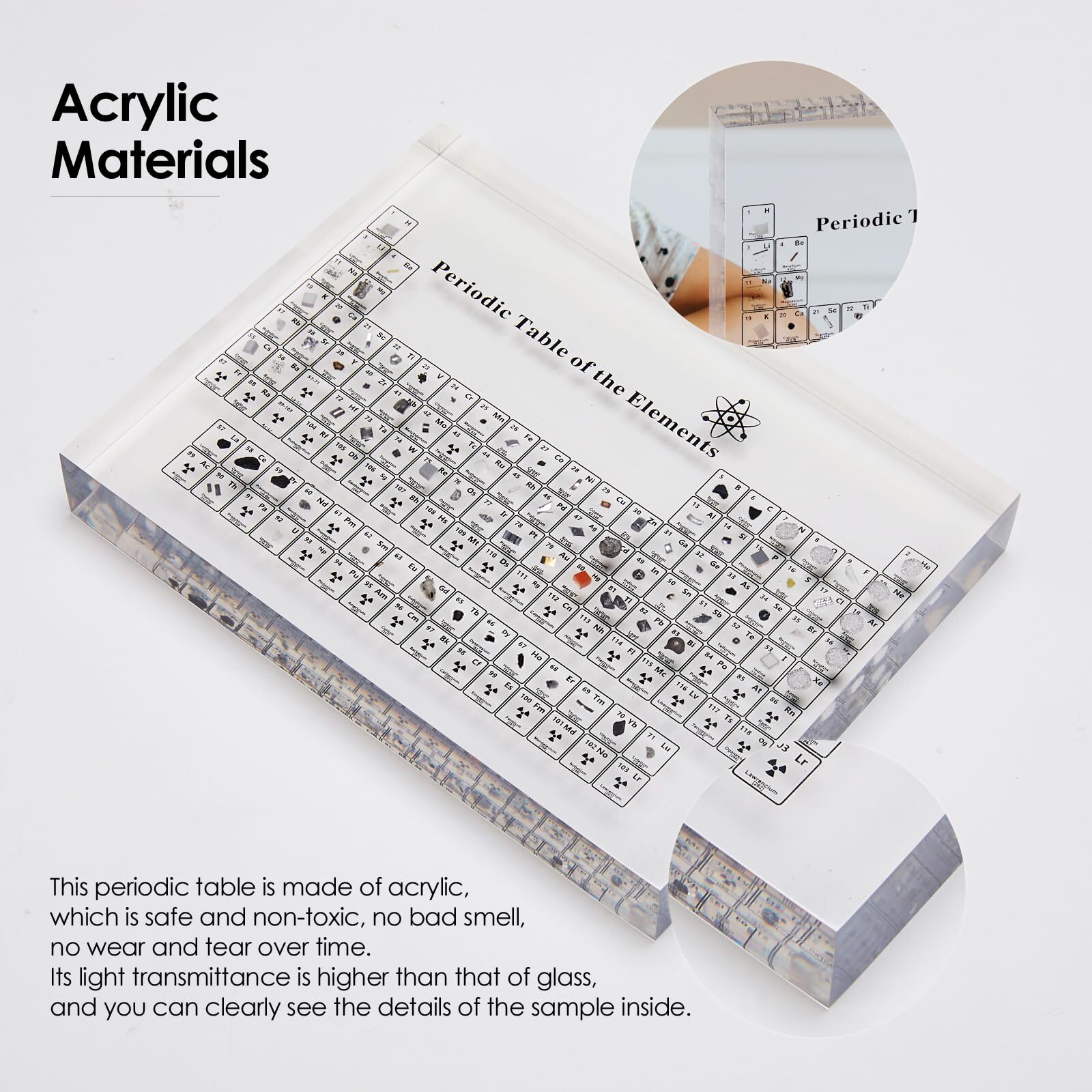 Large Periodic Table with Real Elements Inside 8 Inch Acrylic Periodic Table …