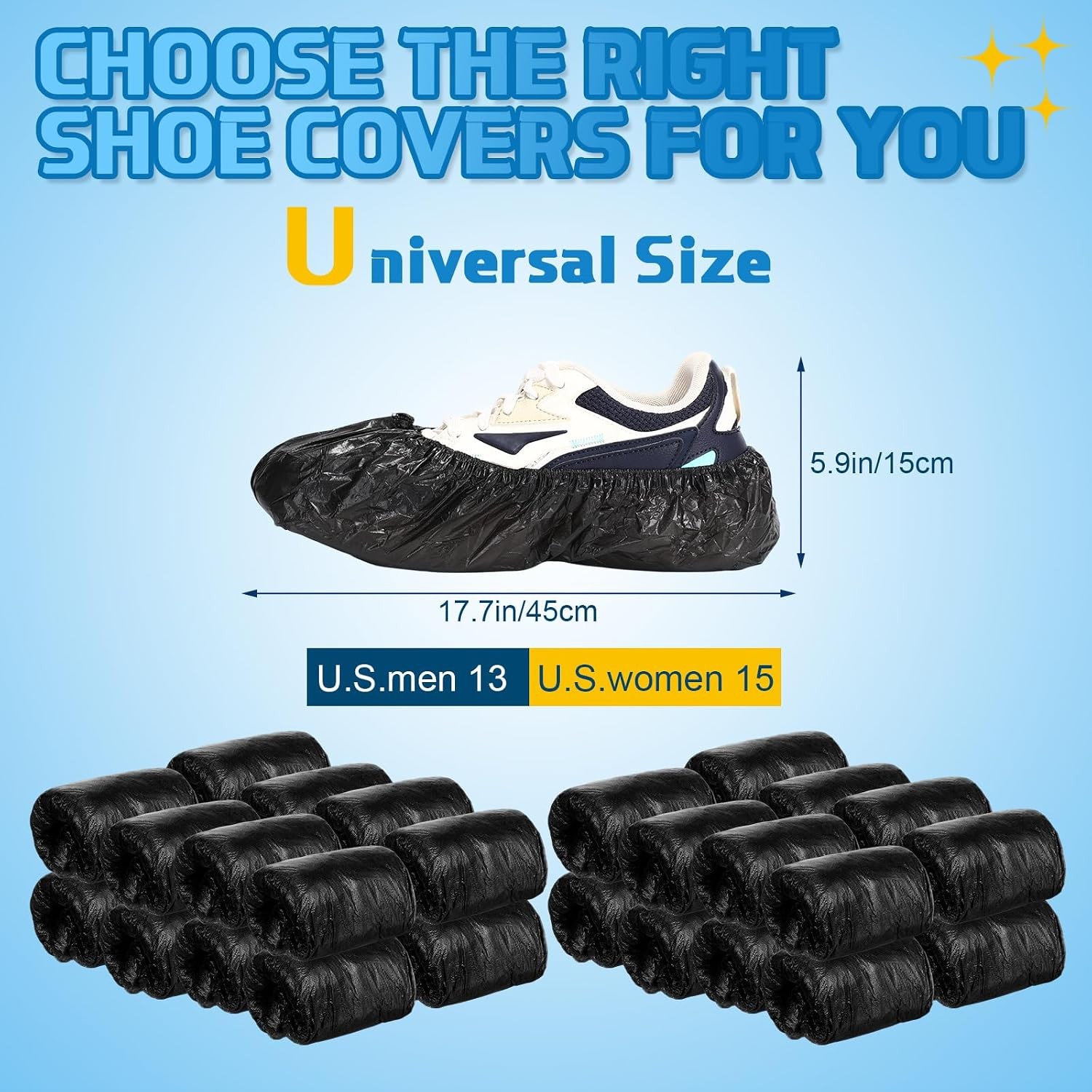 300 Pcs Black Disposable Waterproof Shoe Covers W/ 1 Pcs Indoor Foldable Storage