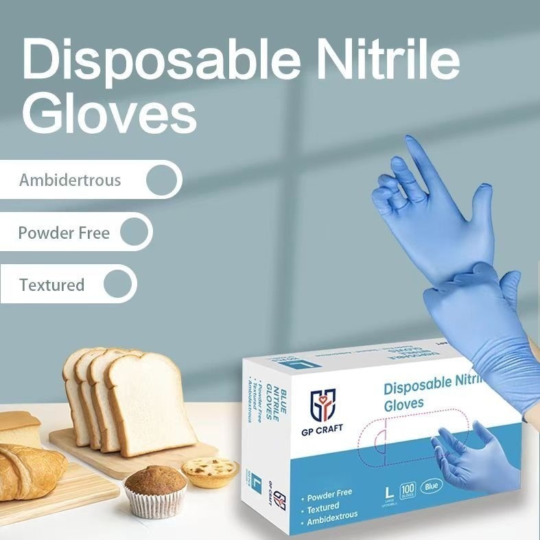 GP Craft Medium Blue Nitrile Gloves 4 Mil Latex-Free Disposable 1000 Count