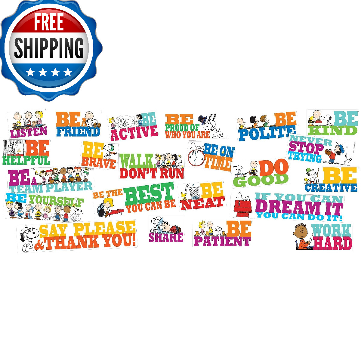 Eureka EU-847542 Peanuts Quotes Bulletin Board Set – 22 Pc Classroom Decor