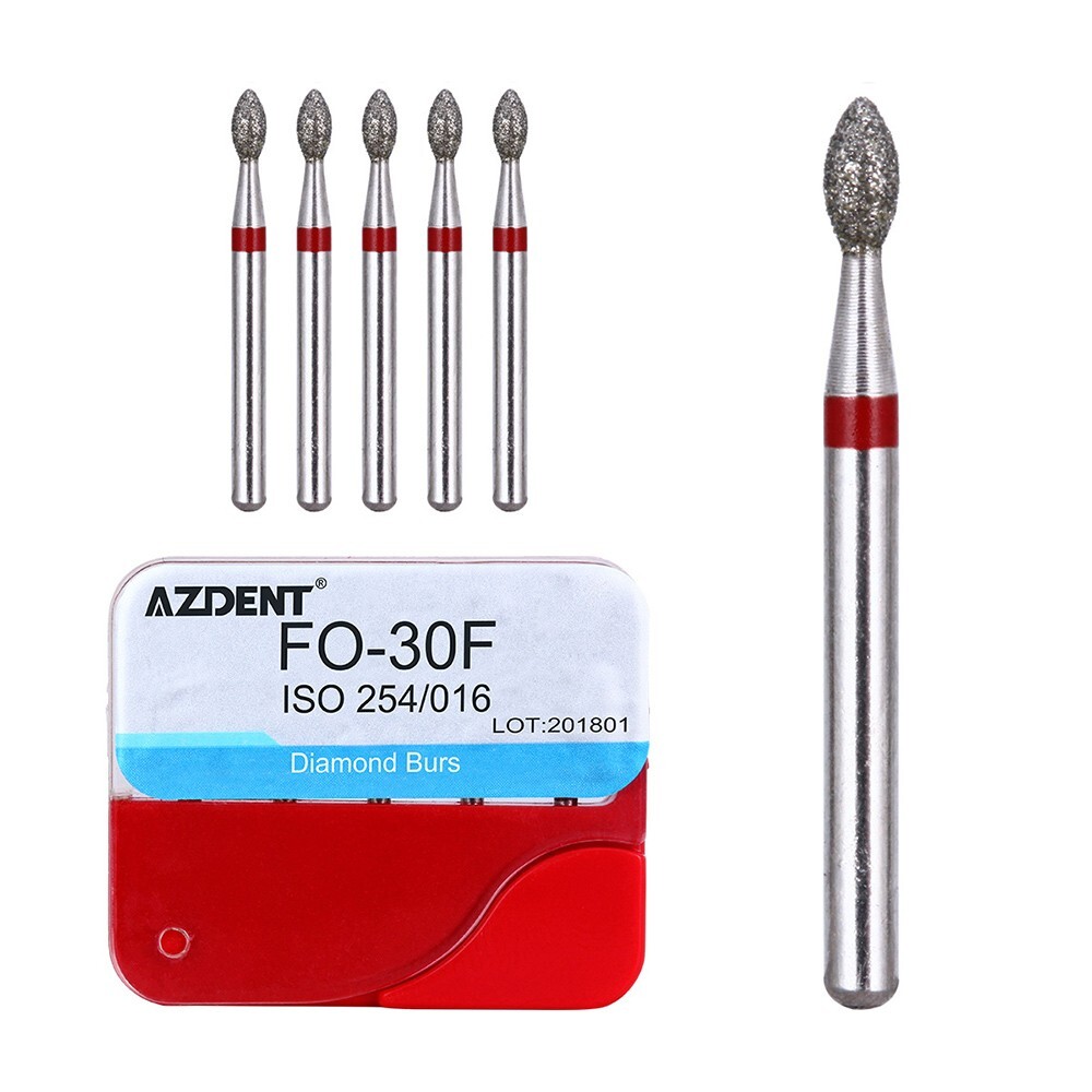 100Pcs AZDENT Dental Diamond Burs High Speed Handpiece Friction Grip 20 Types