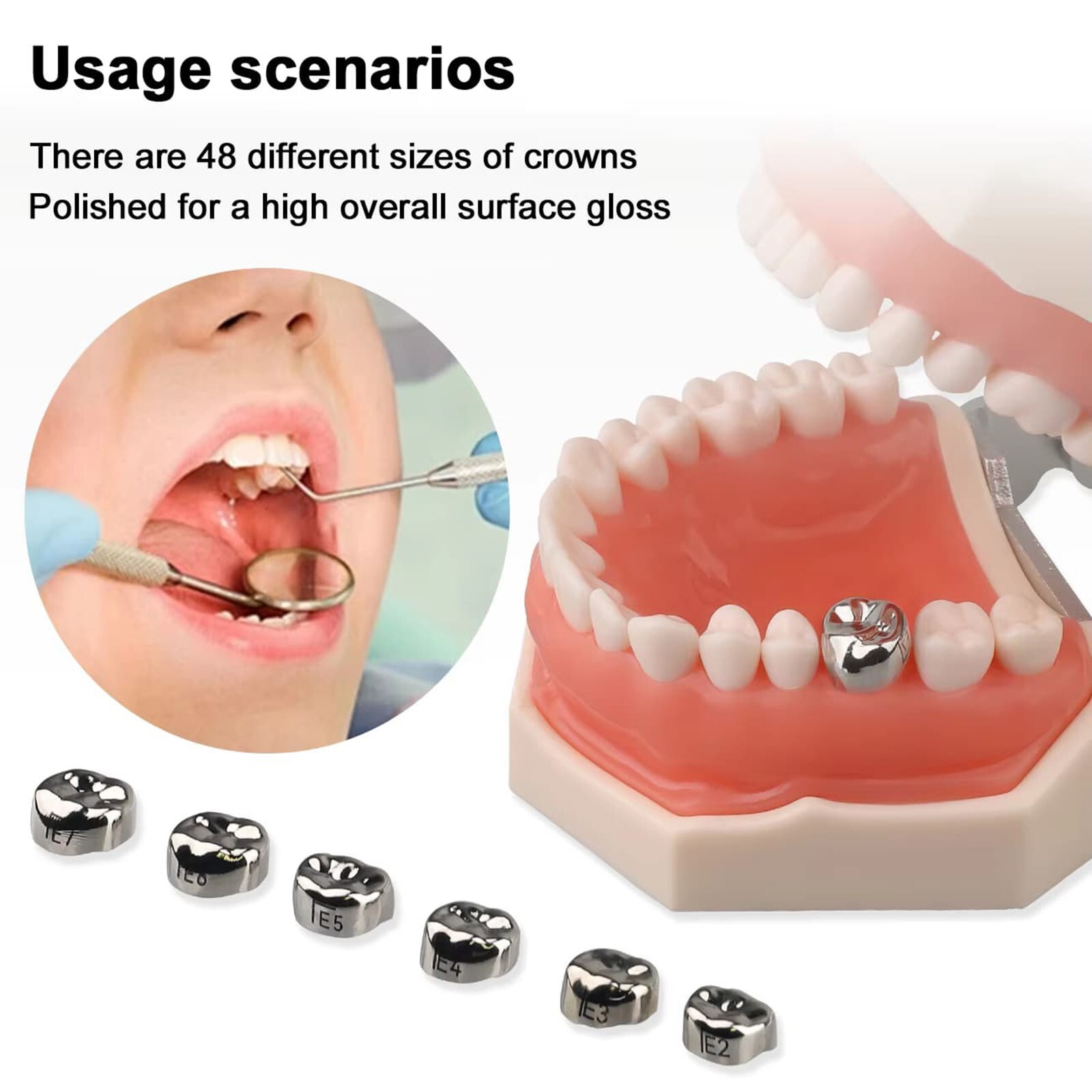 Dental Stainless Steel Primary Pediatric Pedo Molar Crowns Baby Kids Teeth Crown