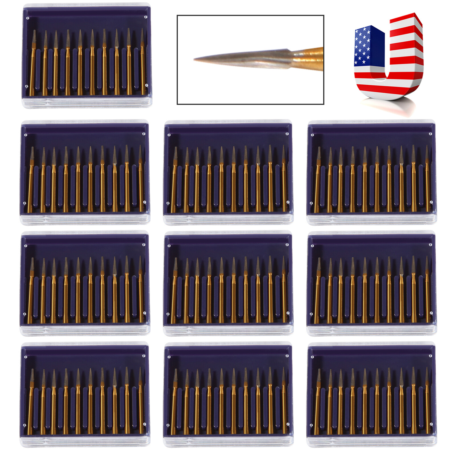 USA TRIMMING & FINISH DENTAL CARBIDE BURS 12 BLADES TF 7901 NEEDLE