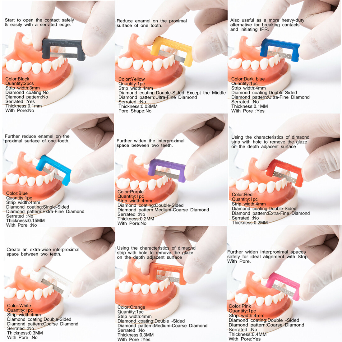 10pc Dental Interproximal Reduction Enamel Strips Orthodontic IPR stripping saw