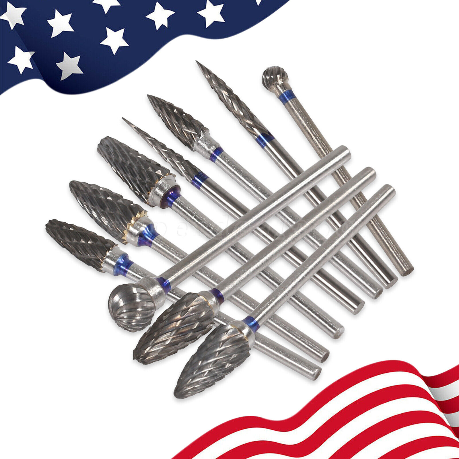10x Dental Burs Acrylic Polisher Drills Burrs Tungsten Carbide Steel 2.35*6mm