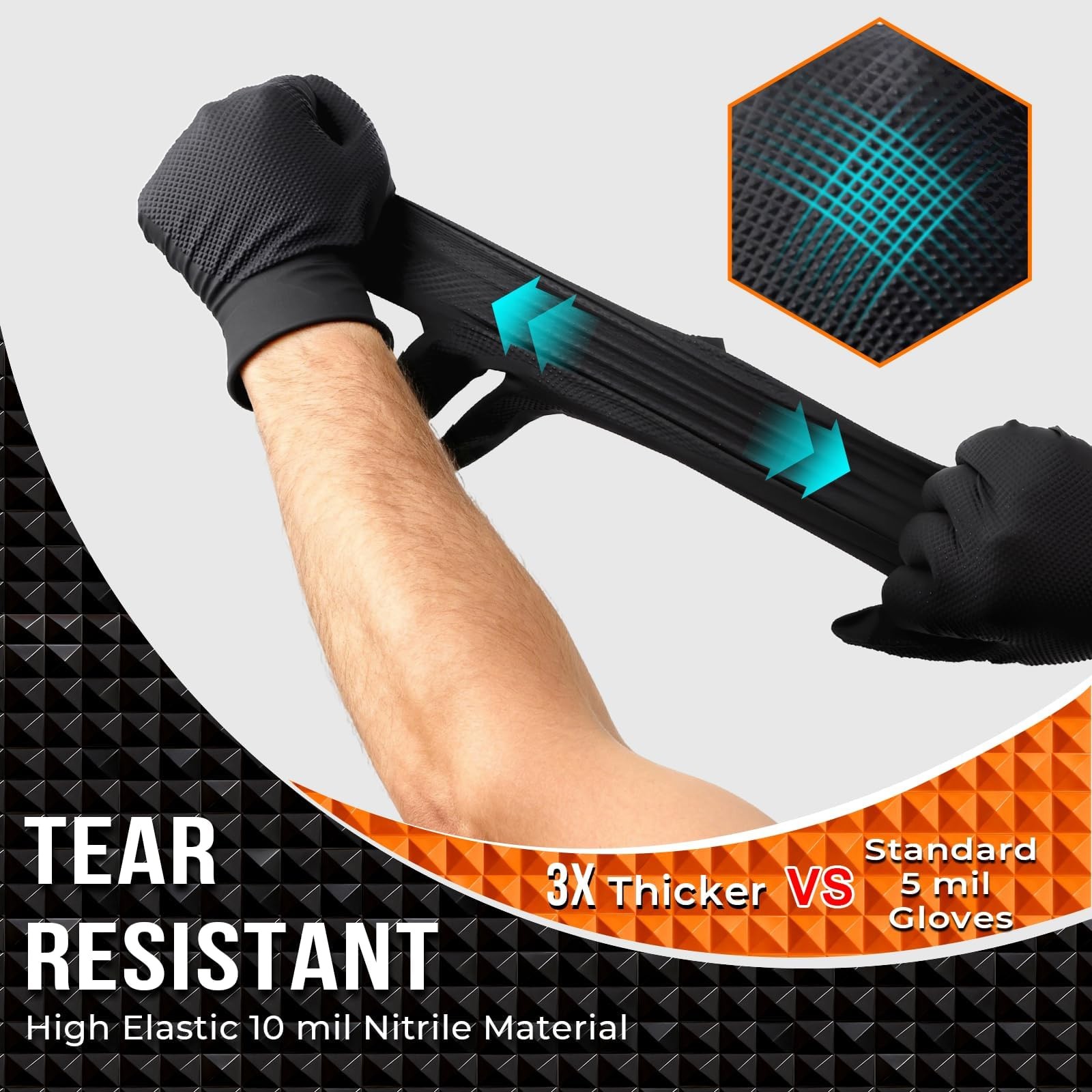 ANBOSON 10 Mil Diamond Textured Nitrile Gloves, Heavy Duty Disposable, Extra …