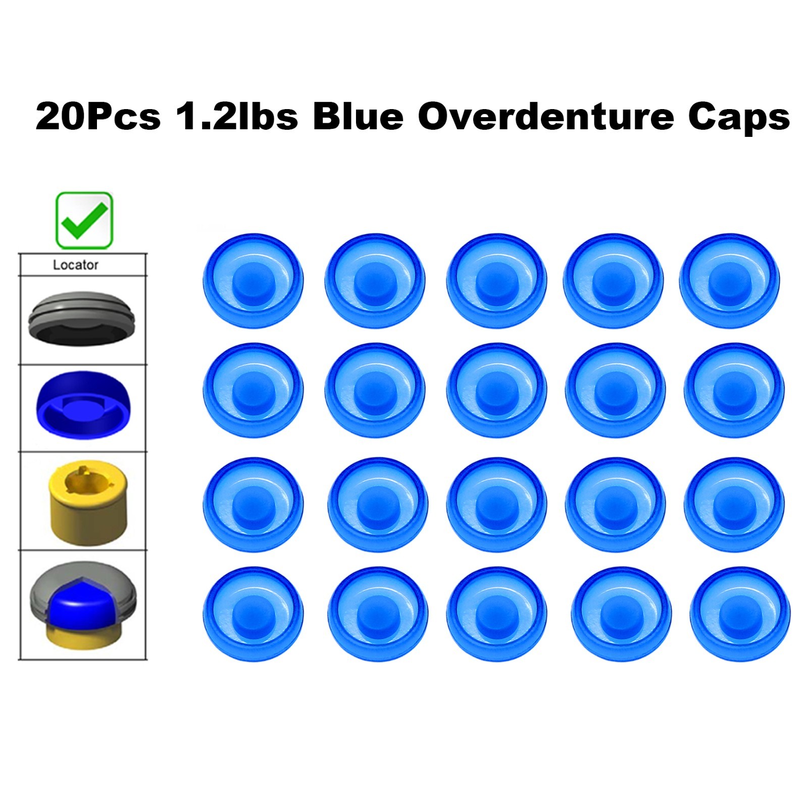 US 20Pcs Overdenture Abutment Retention Caps For Dental Locator Inserts Implant